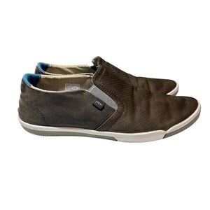 PLAE men’s Obsidian Marten leather slides on shoes size 9 brown